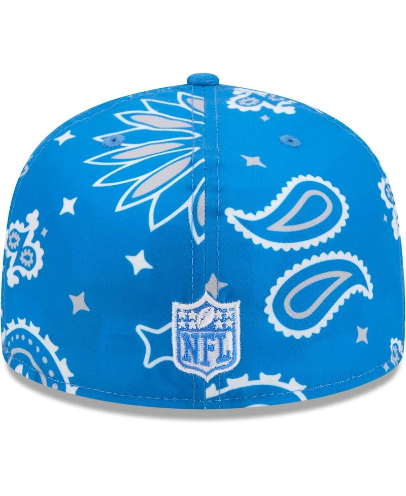 New Era Men's Blue Detroit Lions Paisley 59Fifty Fitted Hat