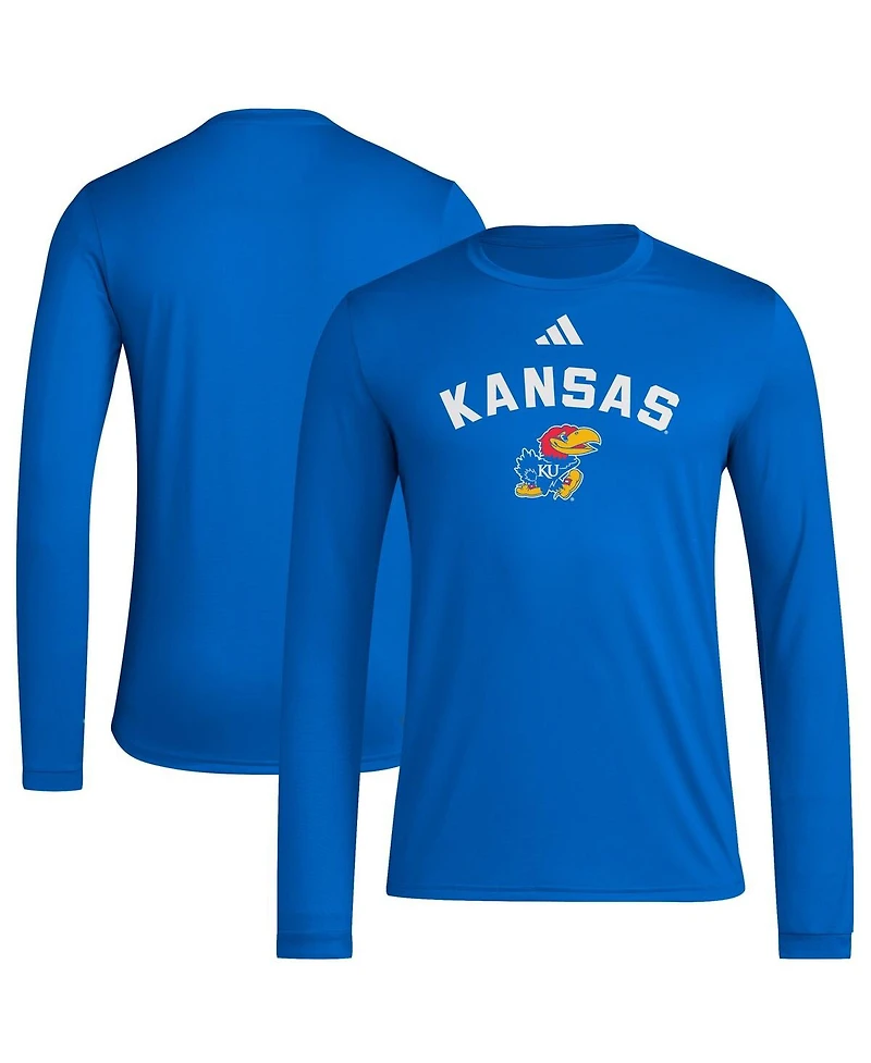 Adidas Men's Royal Kansas Jayhawks Alternate Pre-Game Hook AeroReady Long Sleeve T-Shirt