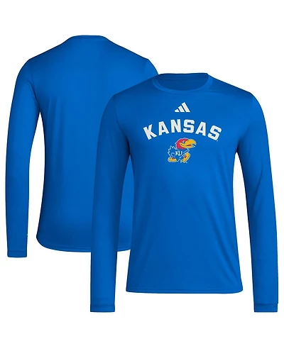 Adidas Men's Royal Kansas Jayhawks Alternate Pre-Game Hook AeroReady Long Sleeve T-Shirt