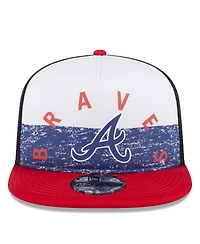 New Era Men's White/Red Atlanta Braves Team Foam Front A-Frame Trucker 9Fifty Snapback Hat