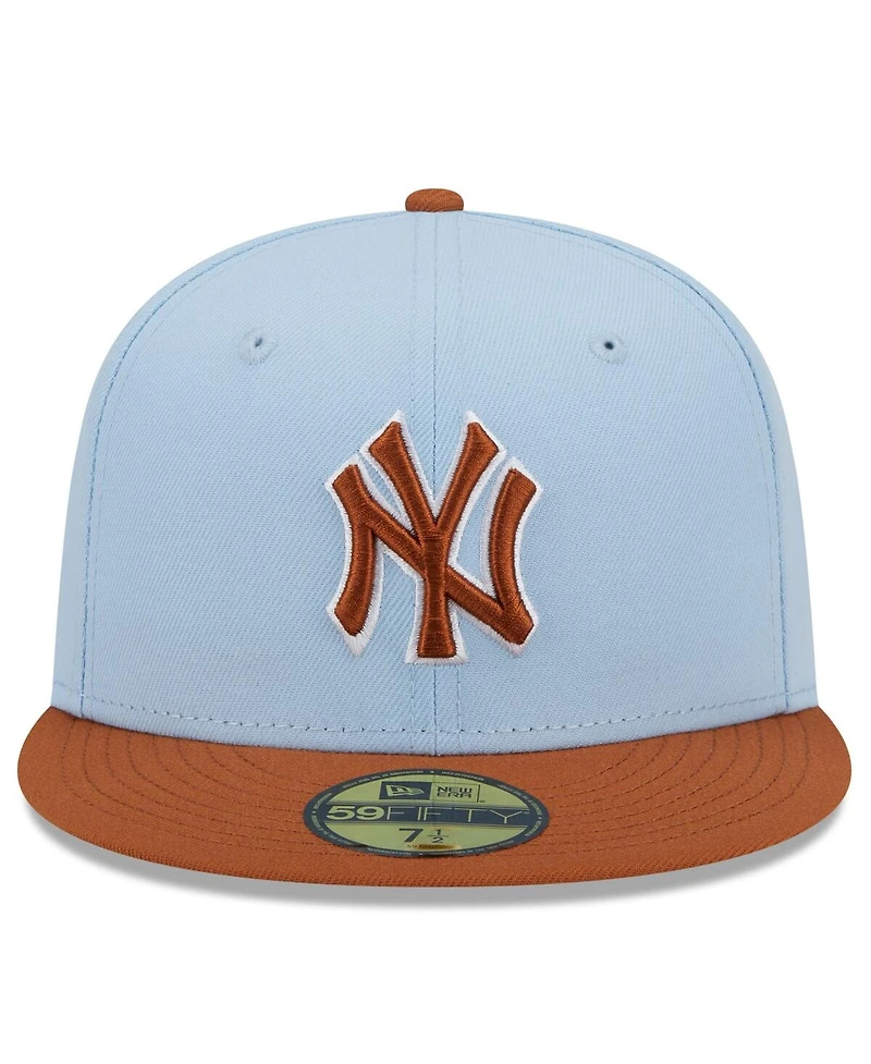 New Era Men's Light Blue/Brown York Yankees Spring Color Basic Two-Tone 59fifty Fitted Hat