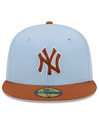 New Era Men's Light Blue/Brown York Yankees Spring Color Basic Two-Tone 59fifty Fitted Hat