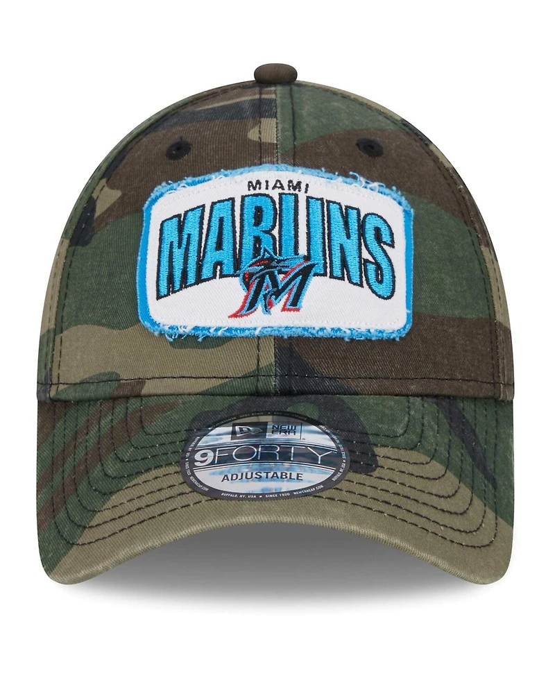 New Era Men's Camo Miami Marlins Gameday 9forty Adjustable Hat