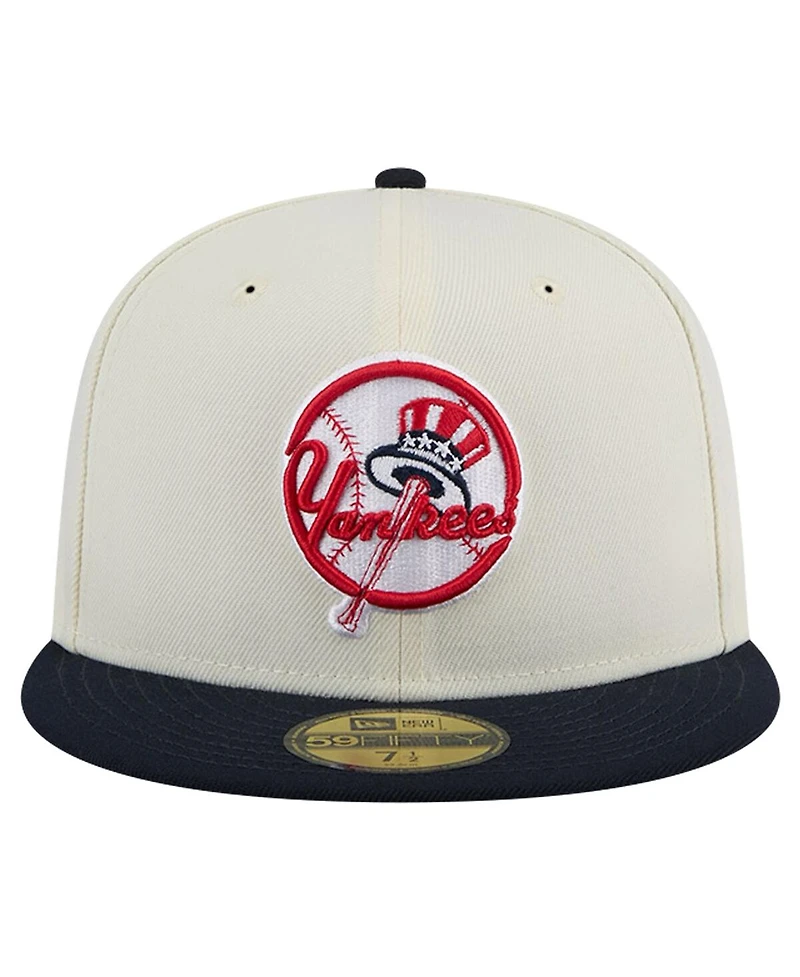New Era Men's White York Yankees Top Hat Chrome 59Fifty Fitted