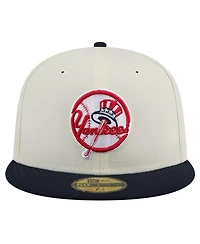 New Era Men's White York Yankees Top Hat Chrome 59Fifty Fitted