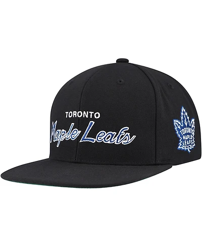 Mitchell Ness Men's Black Toronto Maple Leafs Core Team Script 2.0 Snapback Hat