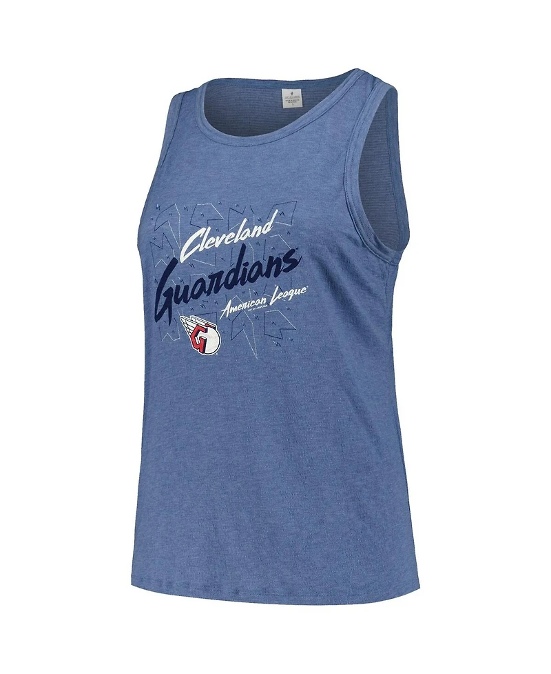 Soft as a Grape Women's Navy Cleveland Guardians Plus Size Curvy High Neck Tri-Blend Tank Top