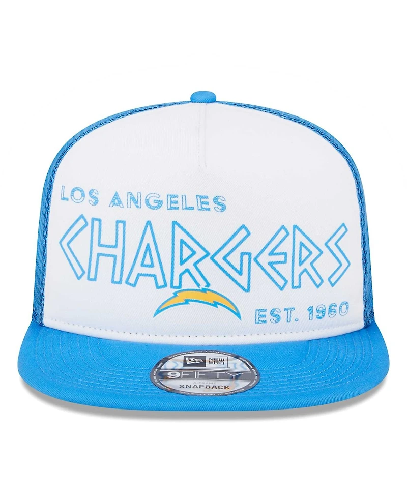 New Era Men's White/Powder Blue Los Angeles Chargers Banger 9Fifty Trucker Snapback Hat