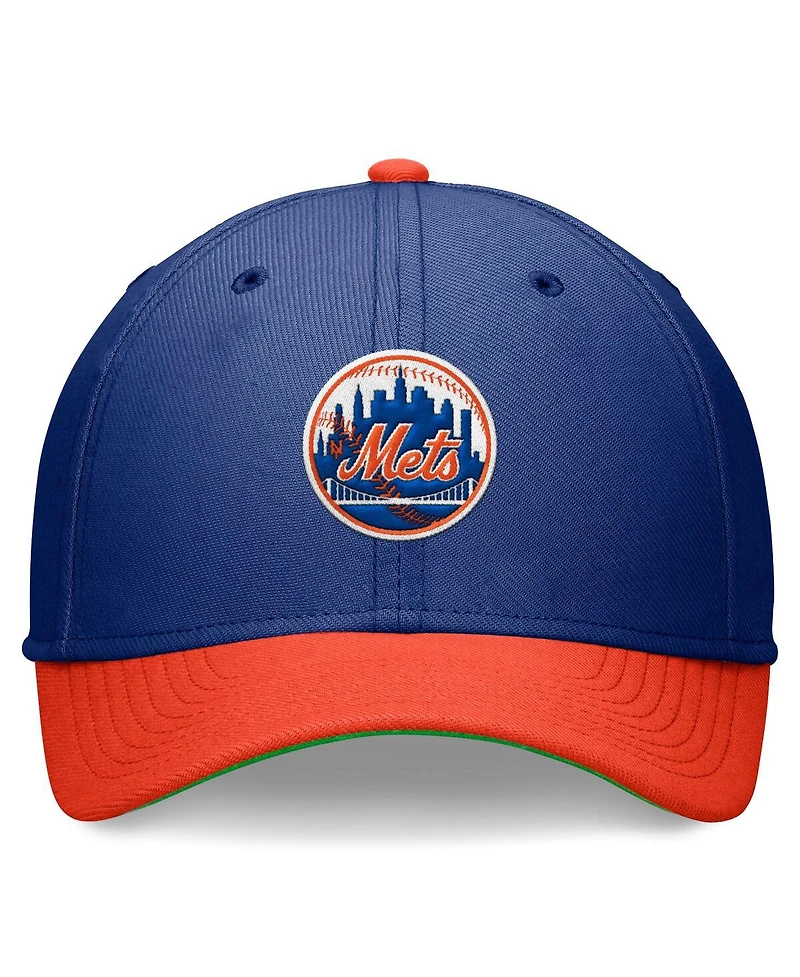 Nike Men's Royal/Orange New York Mets Cooperstown Collection Rewind Swooshflex Performance Hat