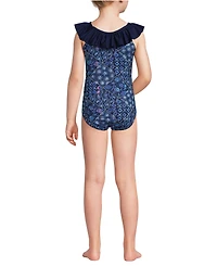 Lands' End Girls Scoop Ruffle Neck One Piece Swimsuit