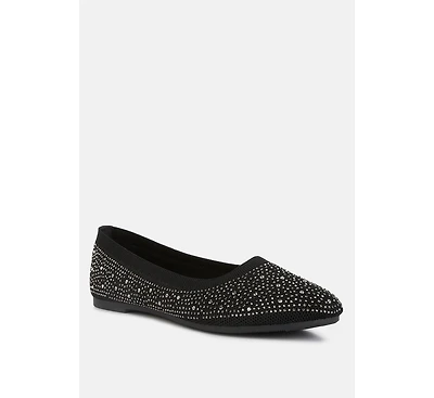 Splash rhinestones embellished ballet flats