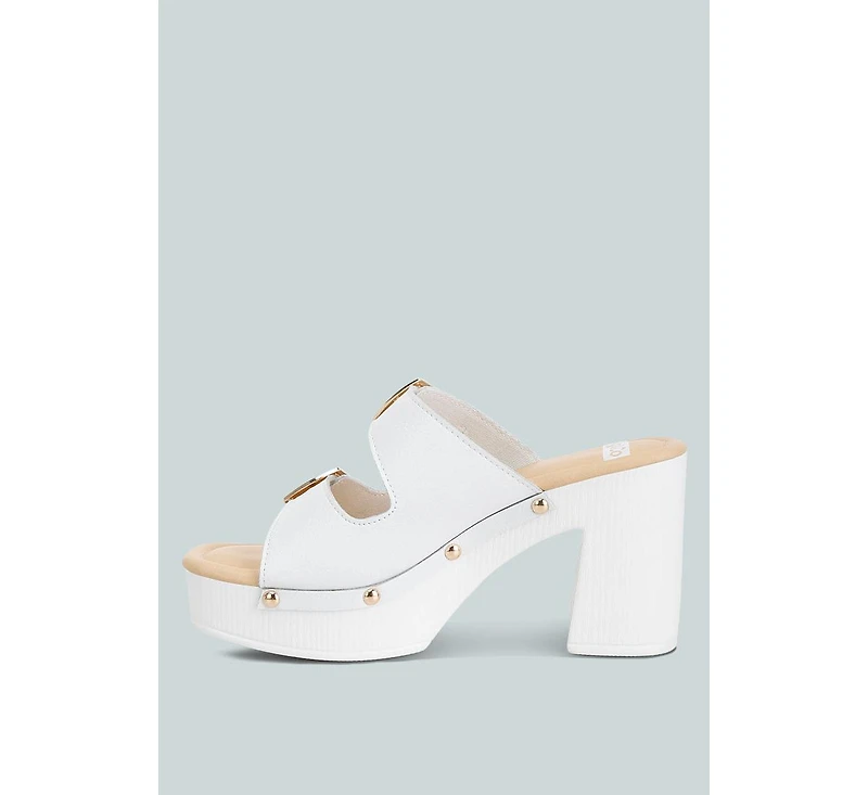 Kenna Dual Buckle Strap Sandals White