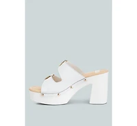 Kenna Dual Buckle Strap Sandals White