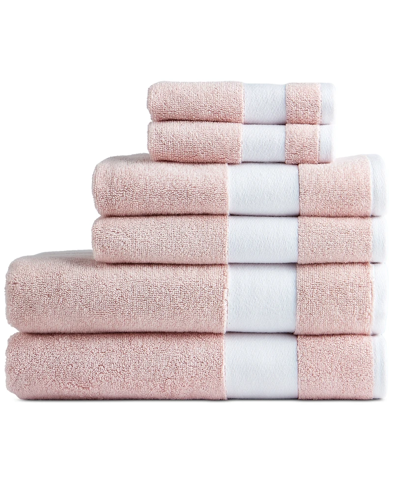 Lacoste Home Heritage Sport Stripe Logo Cotton 6-Pc. Bath Towel Set