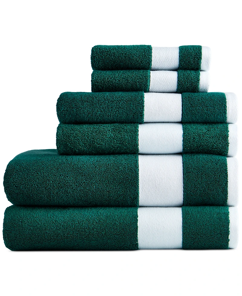 Lacoste Home Heritage Sport Stripe Logo Cotton 6-Pc. Bath Towel Set