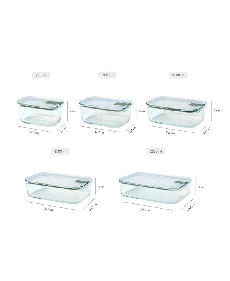Mepal EasyClip 1Pc. 76oz Rectangular Glass Box
