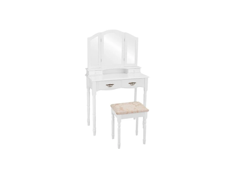 Slickblue Simple Vanity Set with Tri-Folding Mirror Drawers and Storage Shelf