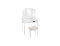 Slickblue Simple Vanity Set with Tri-Folding Mirror Drawers and Storage Shelf