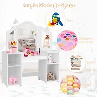Slickblue Kids Tri Folding Mirror Makeup Dressing Vanity Table Set