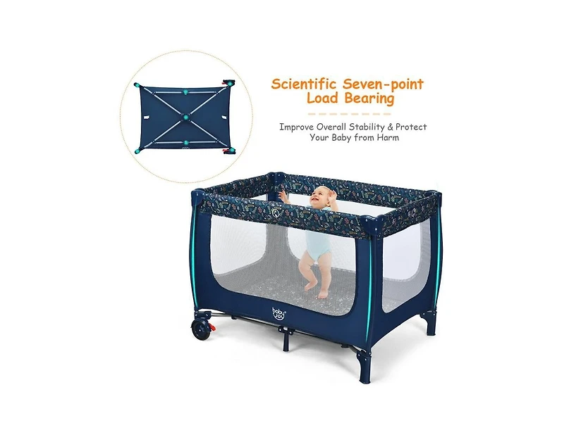 Slickblue Portable Baby Playpen with Mattress Foldable Design
