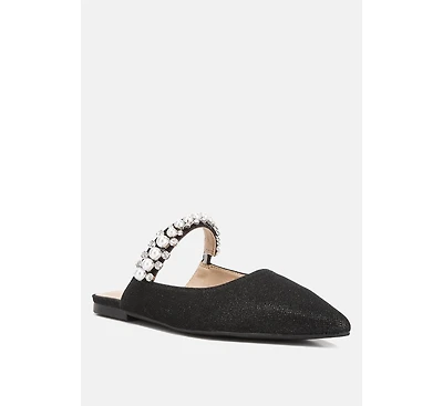 Rag & Co Geode Pearl Embellished Slip On Mules