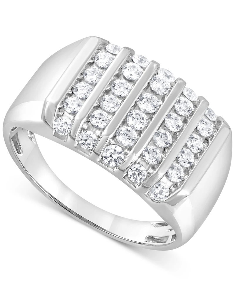 Men's Diamond Multirow Cluster Ring (1 ct. t.w.) in 10k White, Yellow or Rose Gold