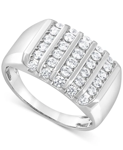 Men's Diamond Multirow Cluster Ring (1 ct. t.w.) in 10k White, Yellow or Rose Gold