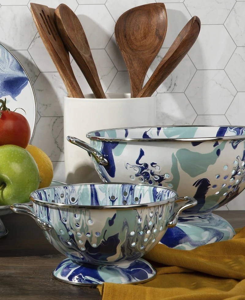 Golden Rabbit Lagoon Enameled Steel Medium Colander