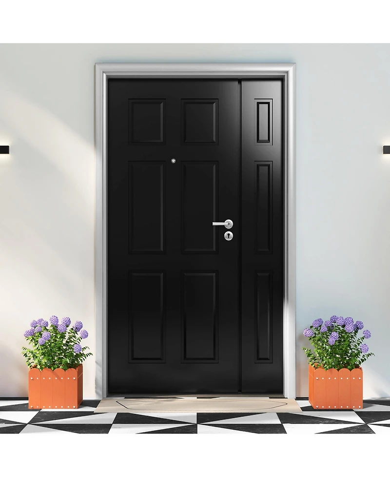 Slickblue 2 Pack Square Planter Box with Drainage Gaps for Front Porch Garden Balcony