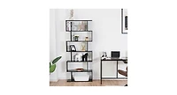 6-Tier S-Shaped Bookcase Z-Shelf Style Storage Bookshelf