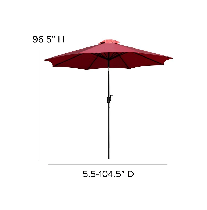 Calle 7 Piece Outdoor Faux Teak Poly Slat Furniture Set - Table, 4 Chairs And Patio Umbrella Base