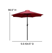 Calle 7 Piece Outdoor Faux Teak Poly Slat Furniture Set - Table, 4 Chairs And Patio Umbrella Base