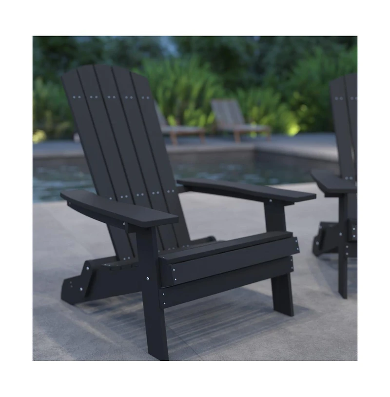 Set Of Riviera Poly Resin Folding Adirondack Lounge Chair