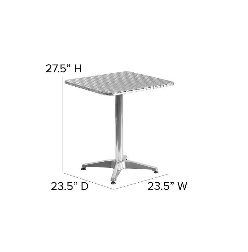 23.5'' Square Aluminum Indoor-Outdoor Table With Base