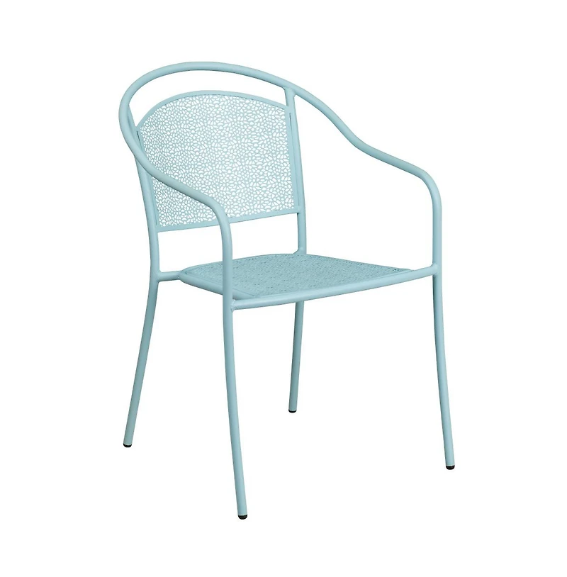 Emma+Oliver Commercial 35.5" Square Metal Garden Patio Table Set W/ 4 Round Back Chairs