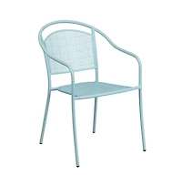 Emma+Oliver Commercial 35.5" Square Metal Garden Patio Table Set W/ 4 Round Back Chairs