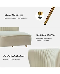 Hulala Home Velvet Accent Chair with Gold Metal Legs for Bedroom Guest Room Vanity