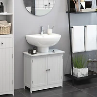 Homcom Wooden Under Sink Bathroom Storage Cabinet 3 Shelves Vanity,