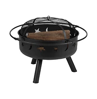 Ayala Piece Outdoor Leisure Set With Of Poly Resin Adirondack Chairs And Star Moon Iron Fire Pit
