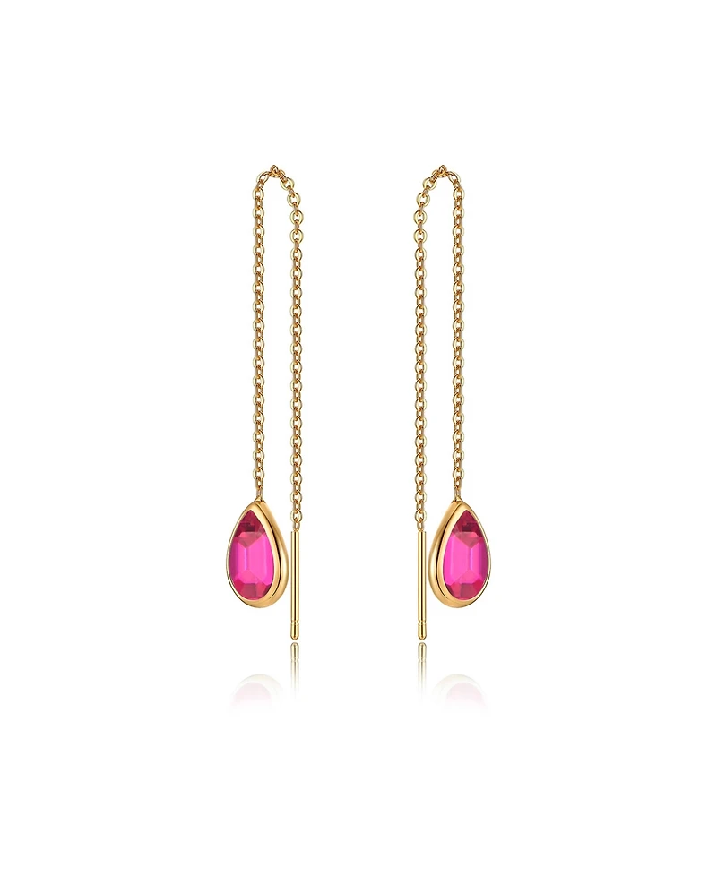 Ettika Gold Plated Chain and Crystal Dangle Earrings