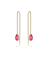 Ettika Gold Plated Chain and Crystal Dangle Earrings