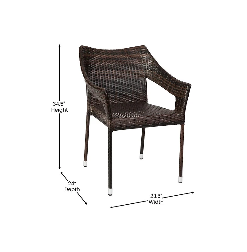Embry All-Weather Indoor/Outdoor Stacking Patio Dining Chairs With Steel Frame And Weather Resistant Pe Rattan