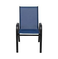 5 Pack. Outdoor Stack Chair With Flex Comfort Material And Metal Frame
