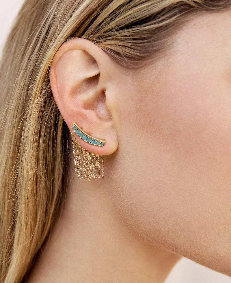 Ettika Turquoise Bead 18k Gold Plated Ear Crawler