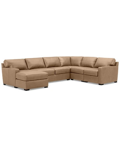 Radley 136" 5-Pc. Leather Square Corner Modular Chase Sectional, Created for Macy's