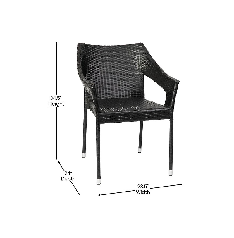 Embry All-Weather Indoor/Outdoor Stacking Patio Dining Chairs With Steel Frame And Weather Resistant Pe Rattan