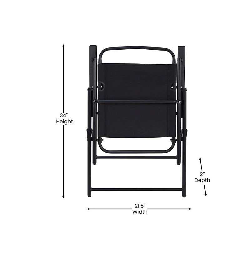 Munroe Set Of Textilene Folding Sling Style Patio Chairs With Armrests