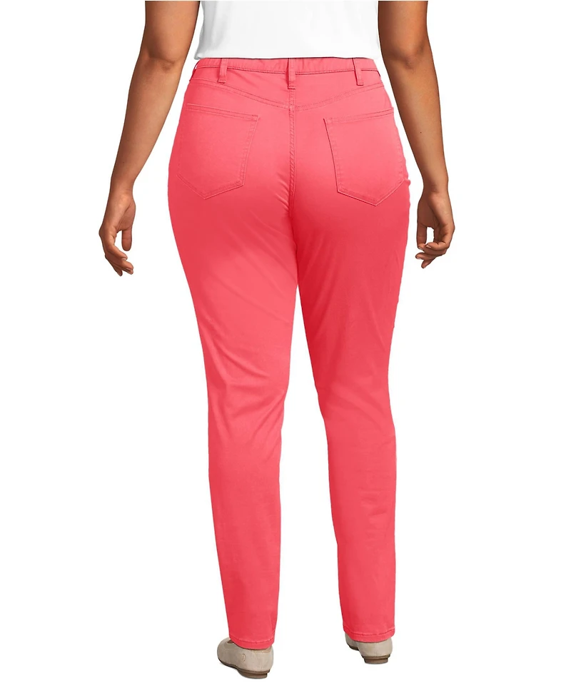 Lands' End Women's Plus High Rise Slimming 5 Pocket Chino Slim Leg Pants