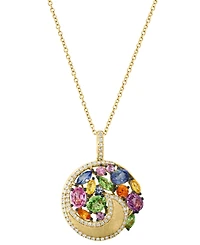 Effy Multi-Gemstone (2-3/8 ct. t.w.) & Diamond (1/4 ct. t.w.) Swirl Cluster 18" Pendant Necklace in 14k Gold