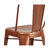 Stella 24" Metal Indoor-Outdoor Counter Stool With Vertical Slat Back And Integrated Footrest